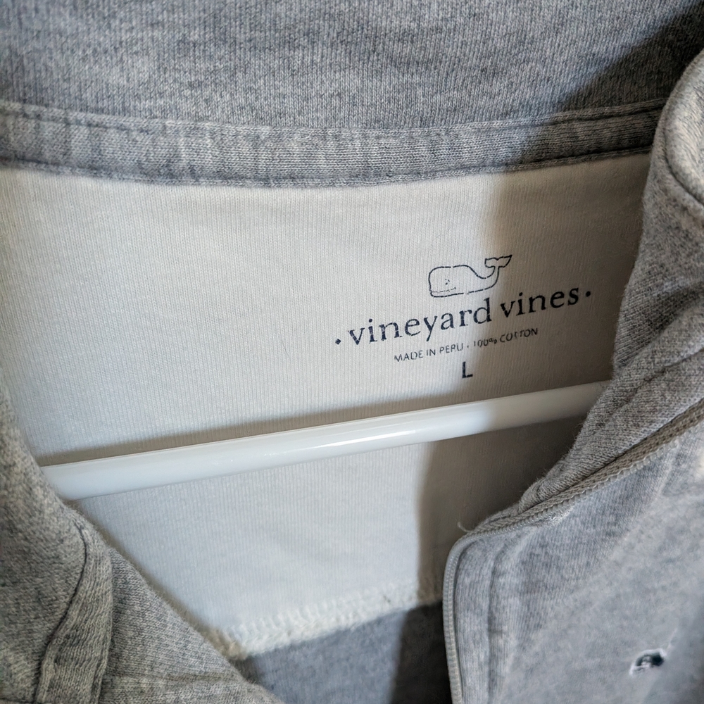 Vineyard Vine Zip-Up Sweater in Gray and White - Picture 3 of 4